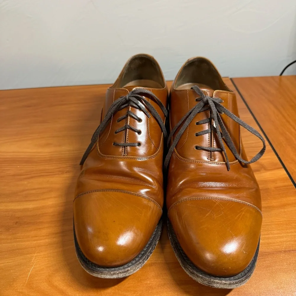 Brooks Brothers Golden Fleece Cap Toe Dress Shoe Lace Leather Italian Tan M9‎